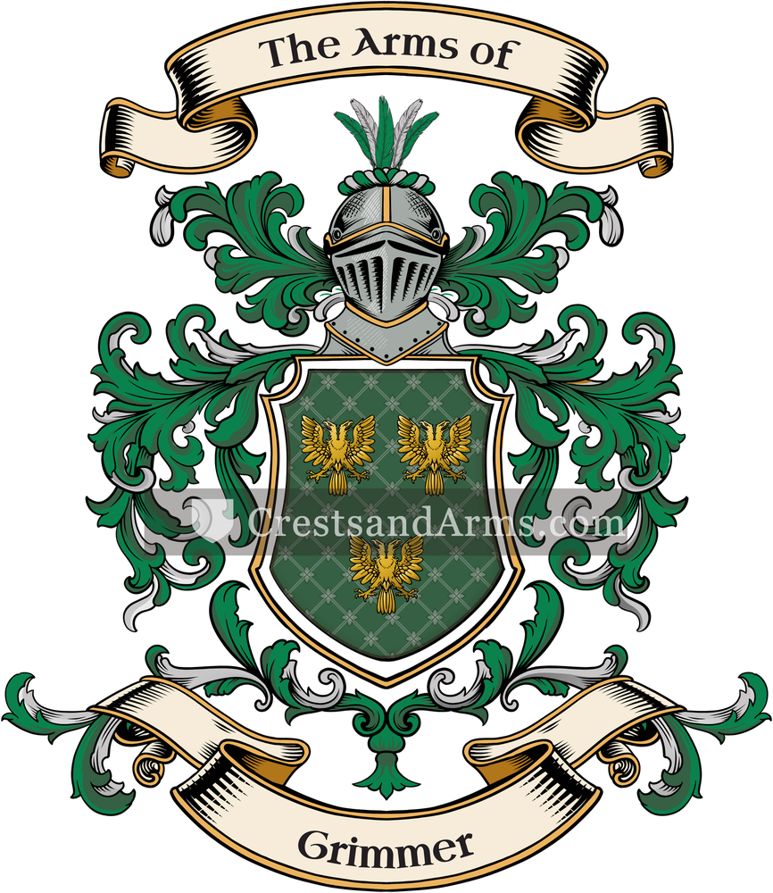 The Grimmer coat of arms, drawn from the recorded blazon