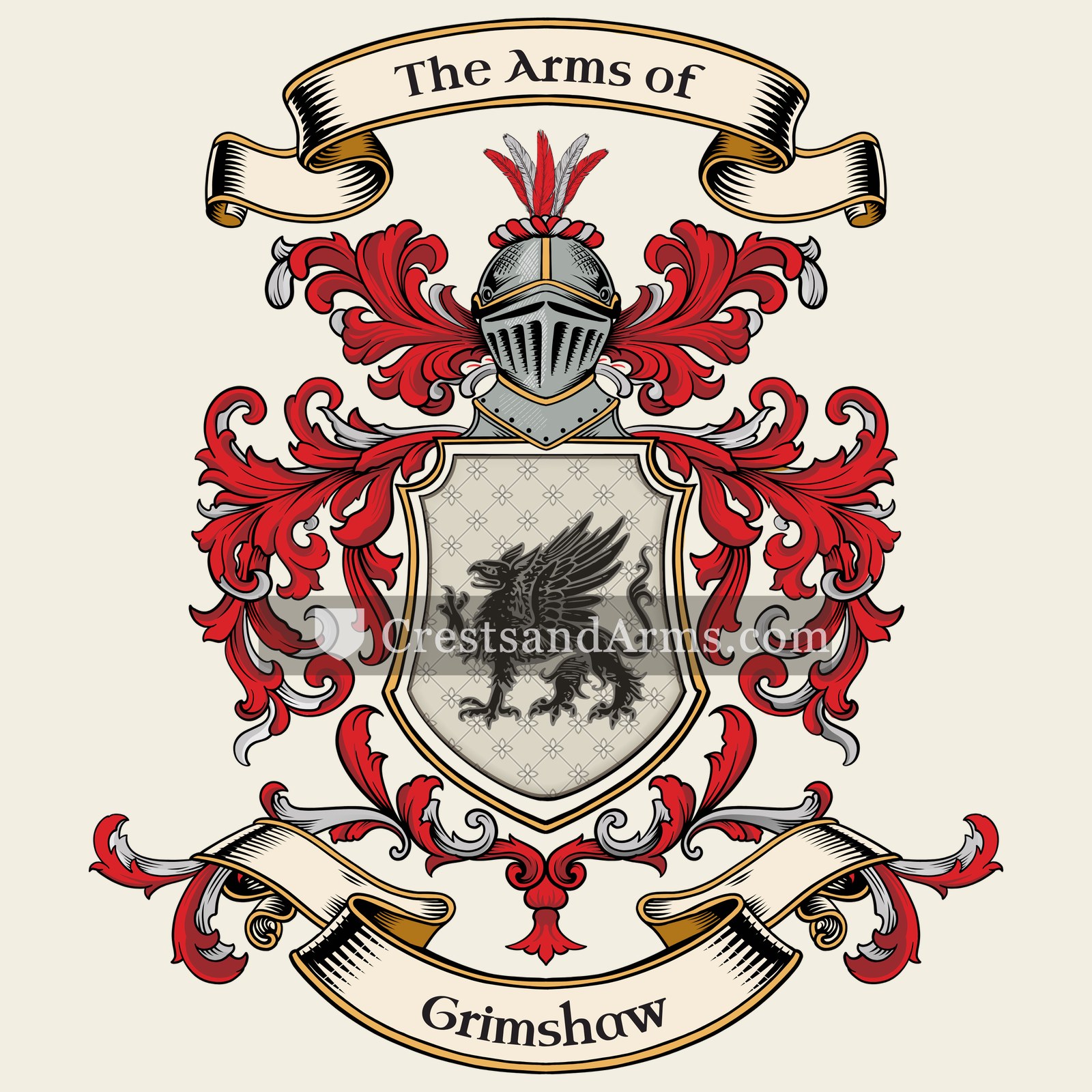 The Grimshaw coat of arms, drawn from the recorded blazon