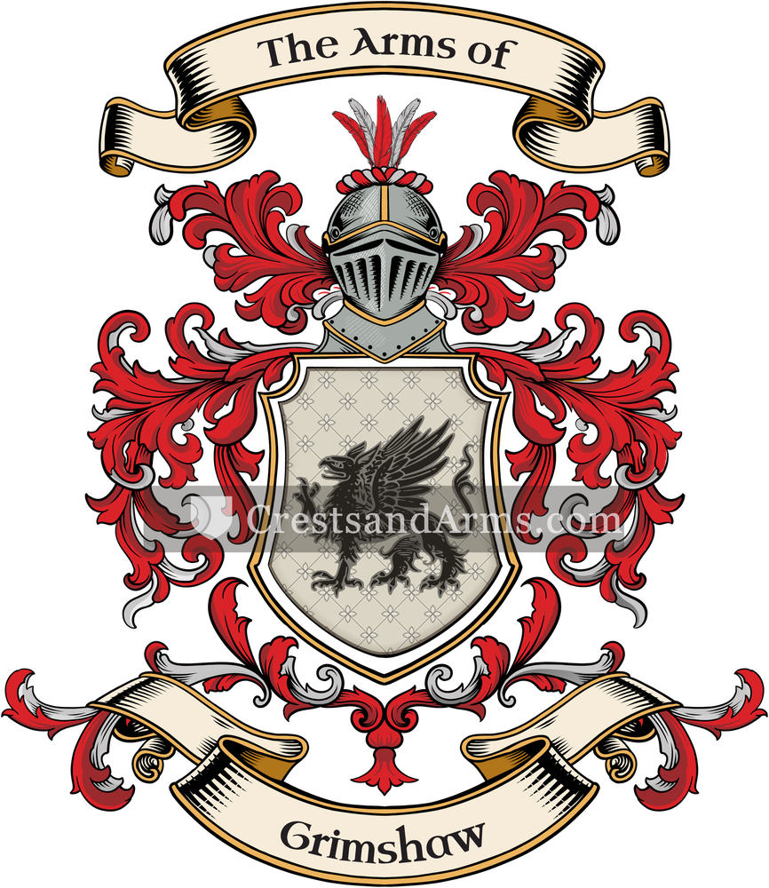 The Grimshaw coat of arms, drawn from the recorded blazon