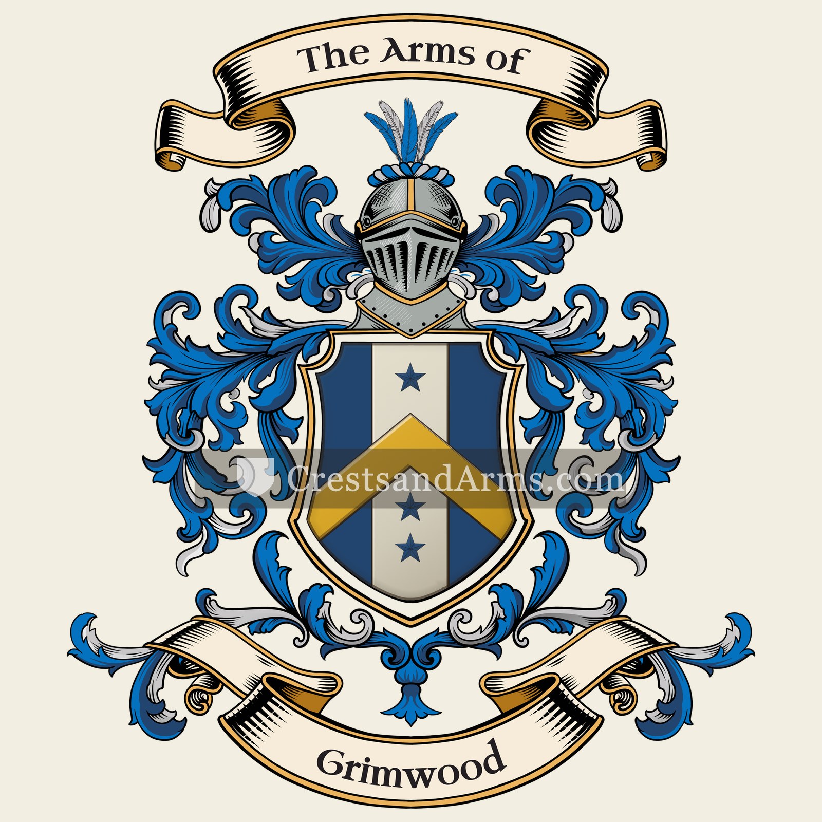 The Grimwood coat of arms, drawn from the recorded blazon