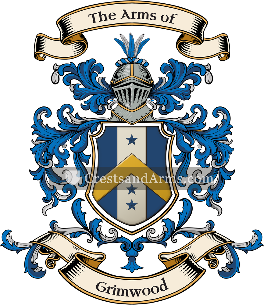 The Grimwood coat of arms, drawn from the recorded blazon