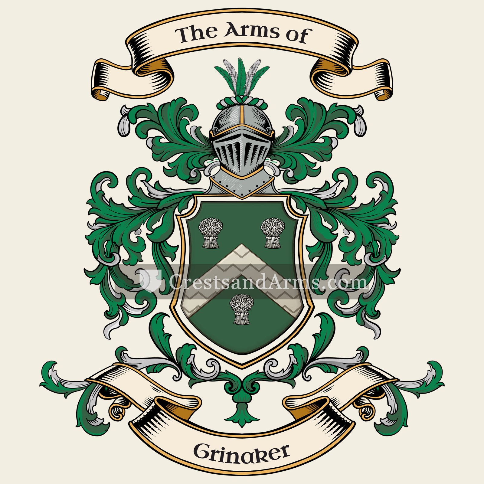 The Grinaker coat of arms, drawn from the recorded blazon