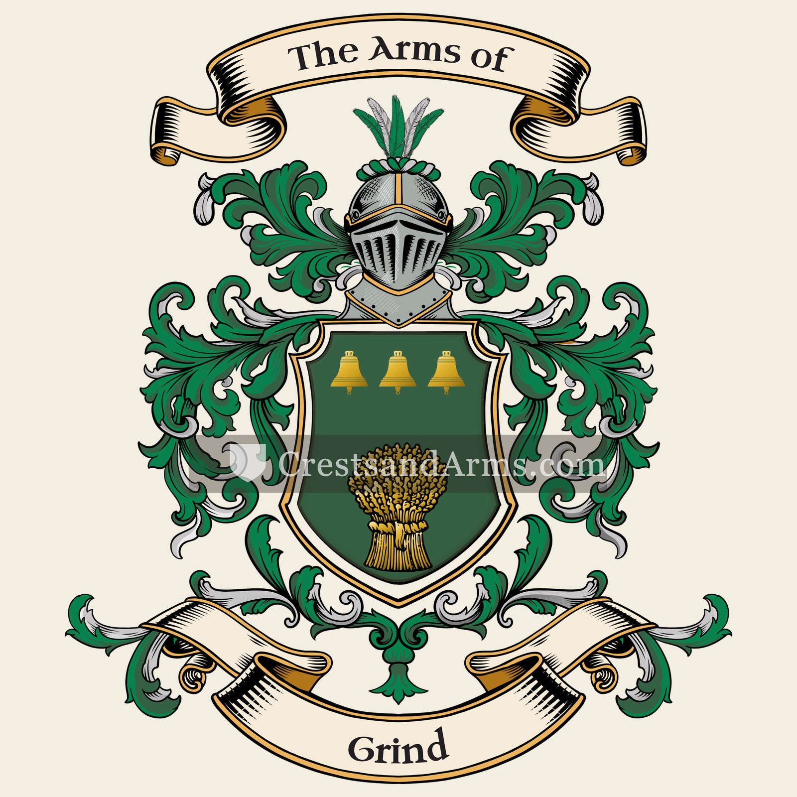 The Grind coat of arms, drawn from the recorded blazon