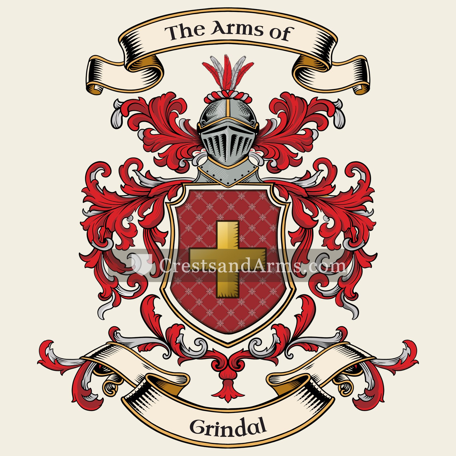 The Grindal coat of arms, drawn from the recorded blazon