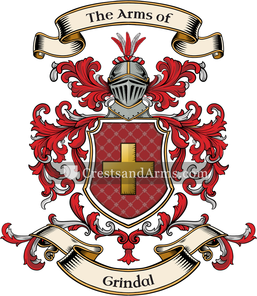 The Grindal coat of arms, drawn from the recorded blazon