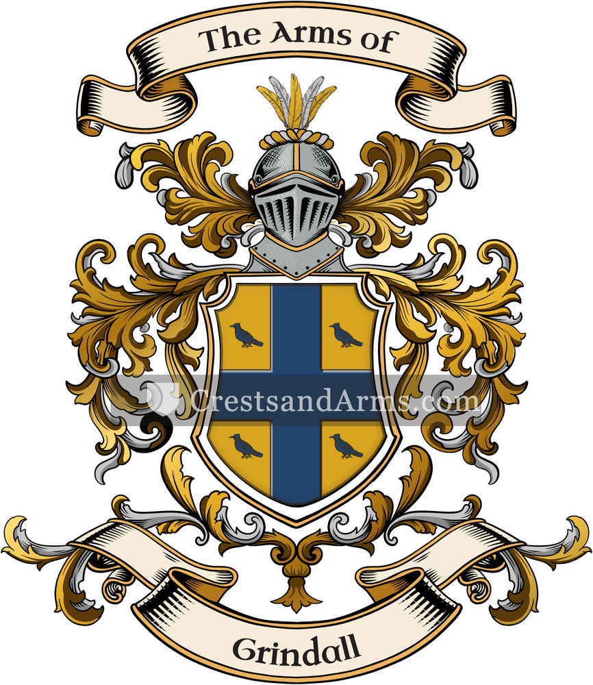 The Grindall coat of arms, drawn from the recorded blazon