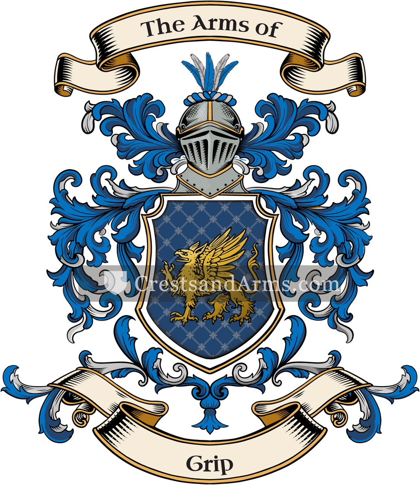 The Grip coat of arms, drawn from the recorded blazon