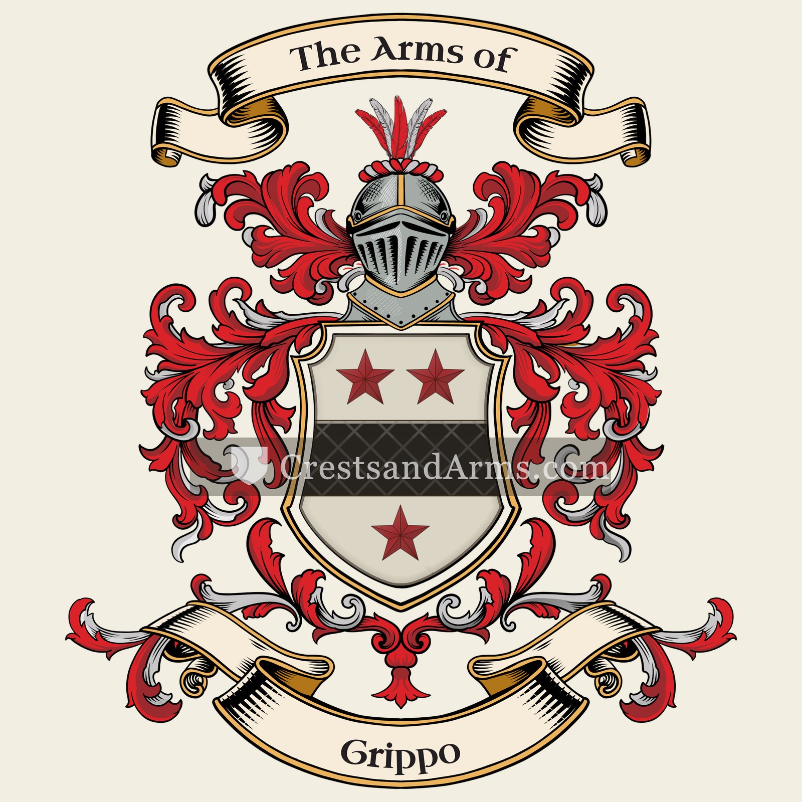 The Grippo coat of arms, drawn from the recorded blazon
