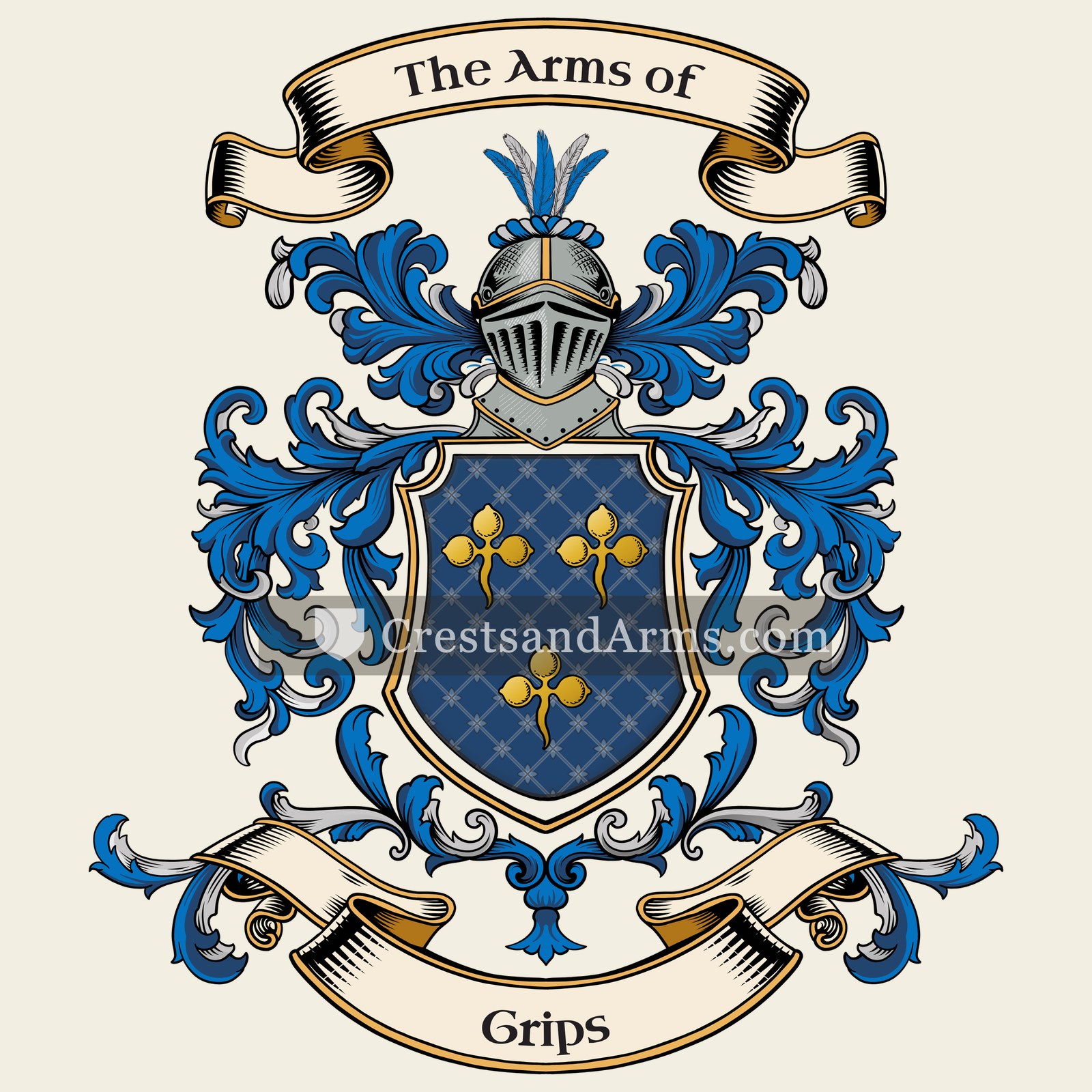 The Grips coat of arms, drawn from the recorded blazon