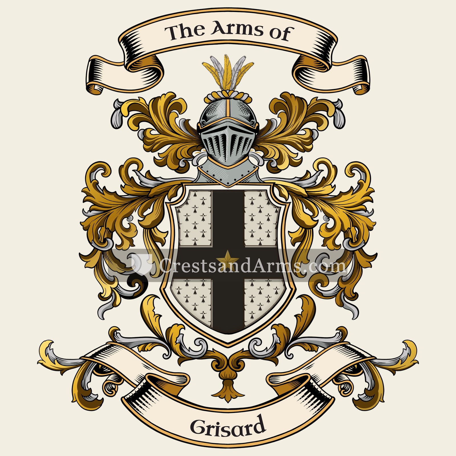 The Grisard coat of arms, drawn from the recorded blazon