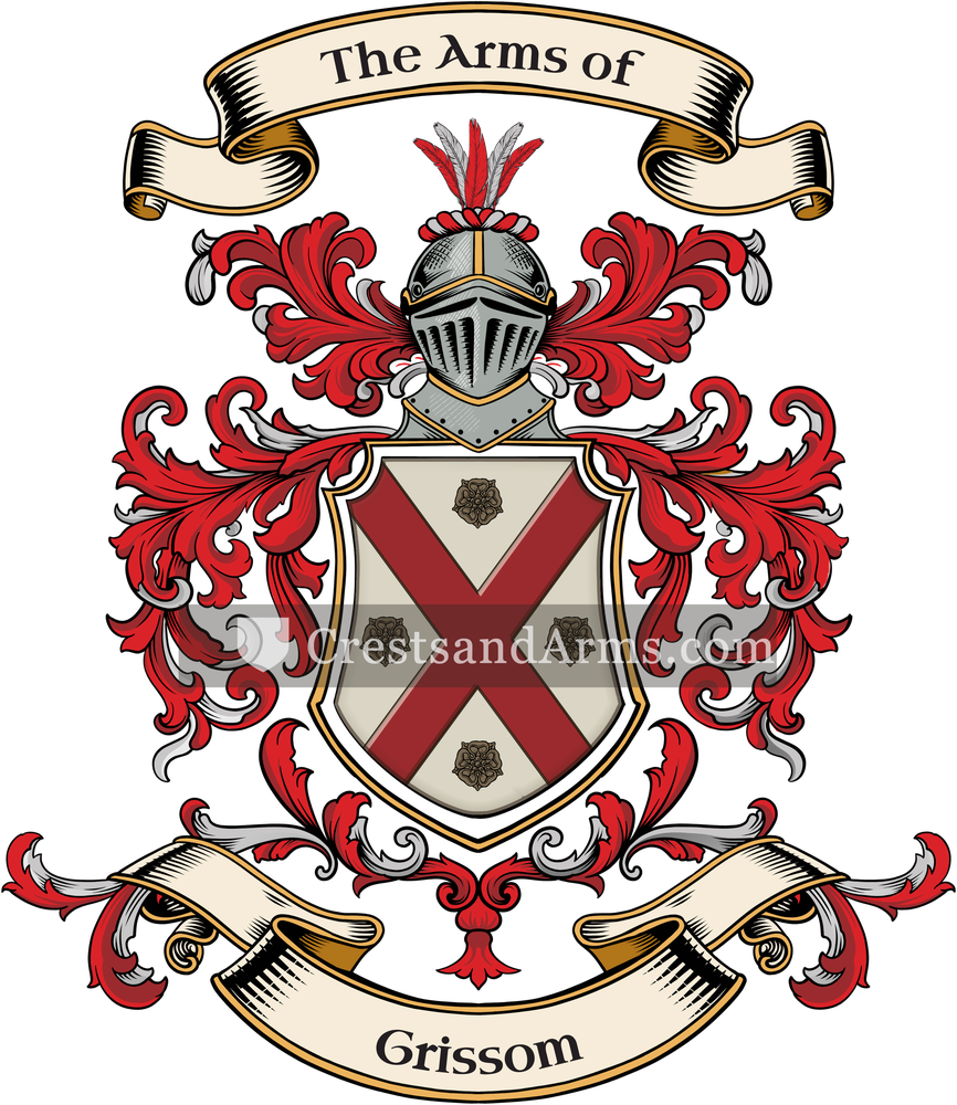 The Grissom coat of arms, drawn from the recorded blazon