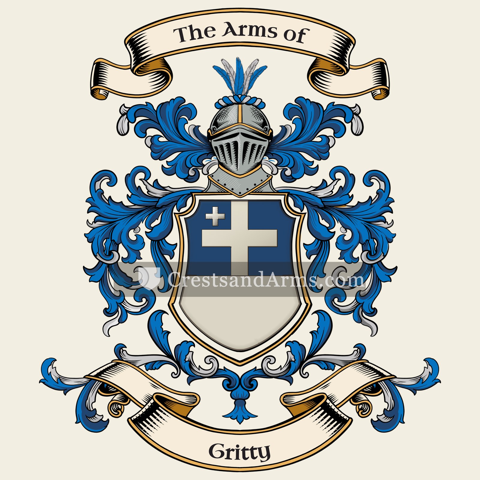 The Gritty coat of arms, drawn from the recorded blazon