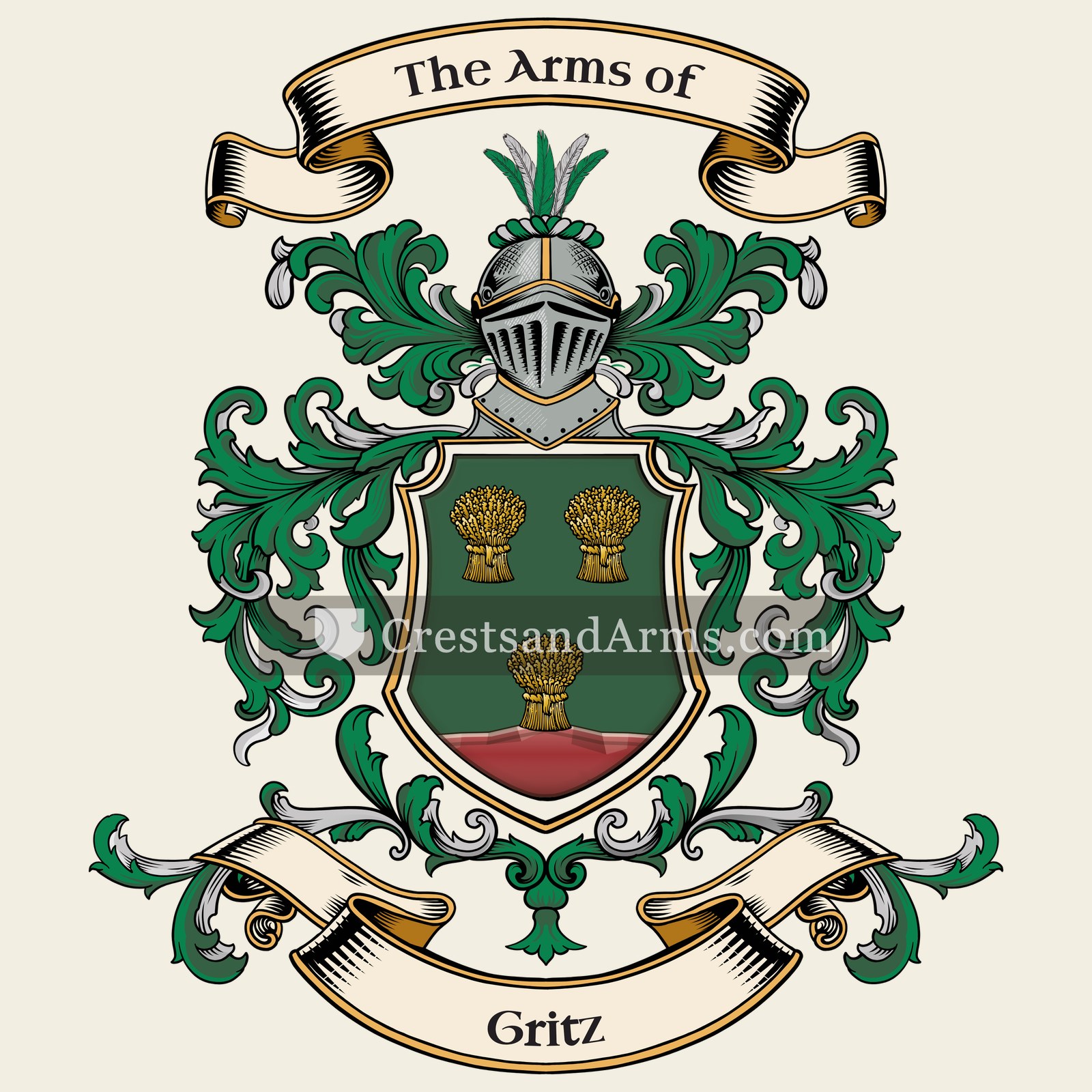The Gritz coat of arms, drawn from the recorded blazon