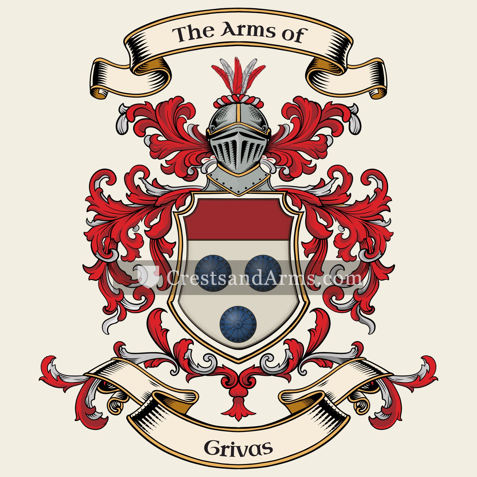 The Grivas coat of arms, drawn from the recorded blazon