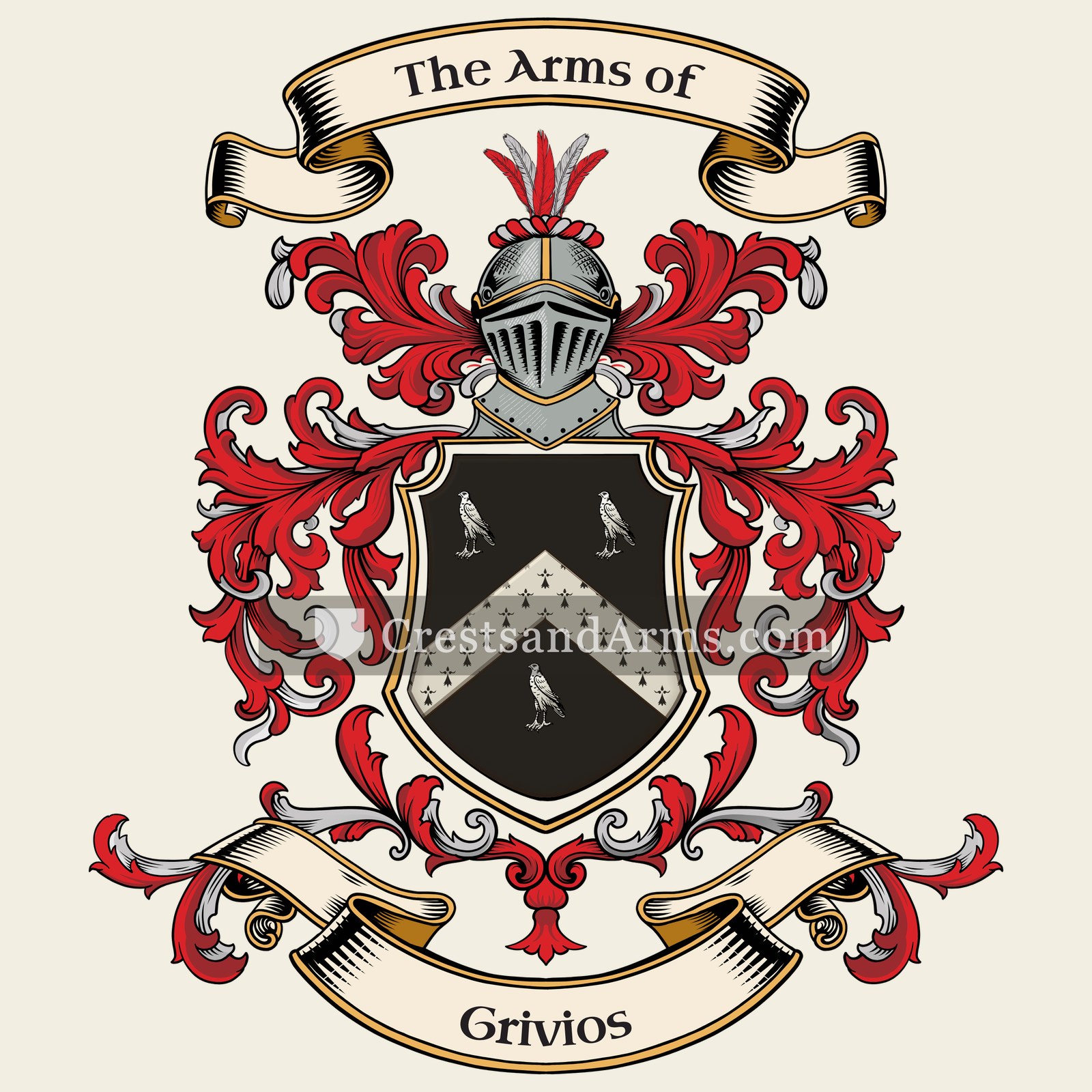 The Grivios coat of arms, drawn from the recorded blazon