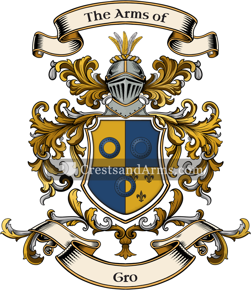 The Gro coat of arms, drawn from the recorded blazon