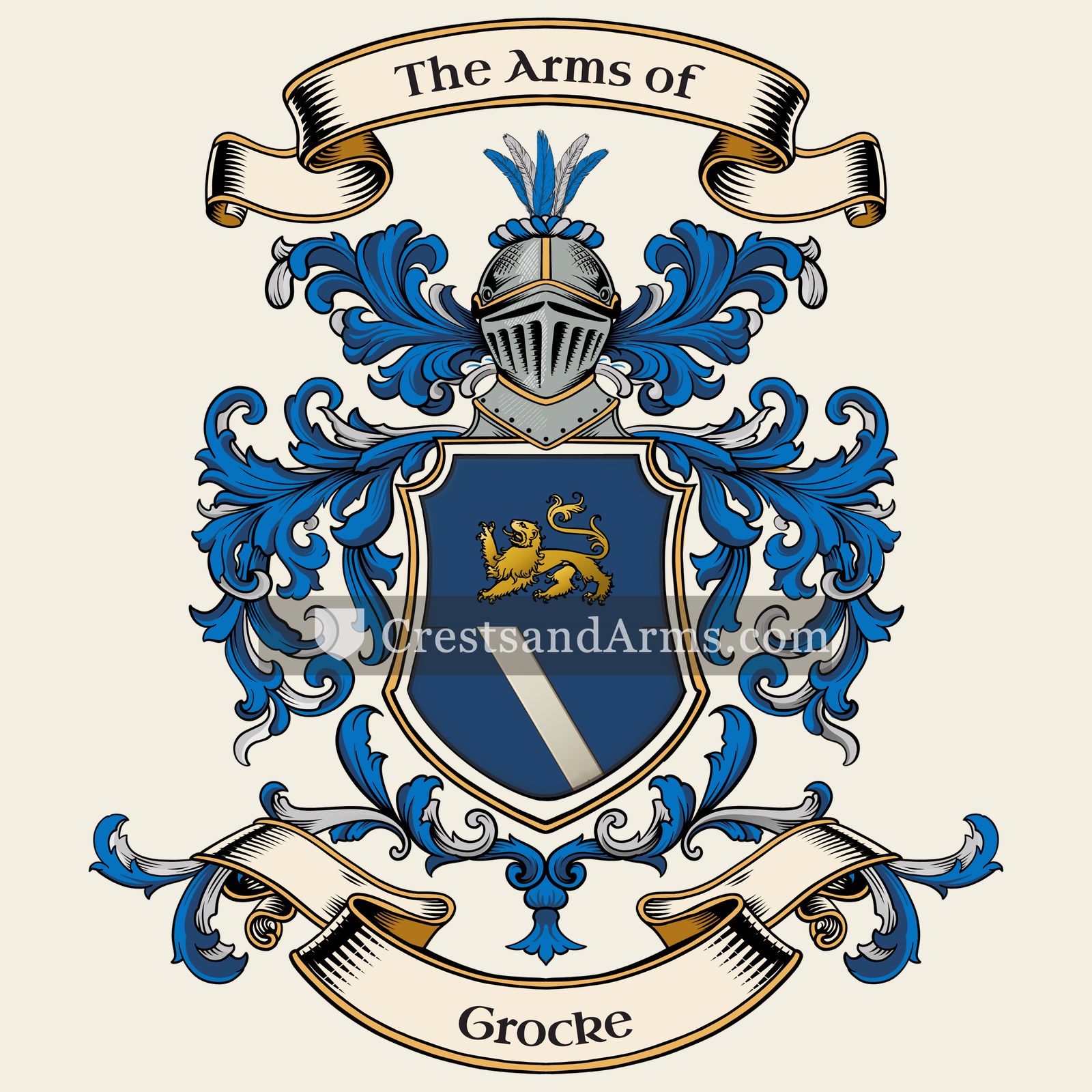 The Grocke coat of arms, drawn from the recorded blazon