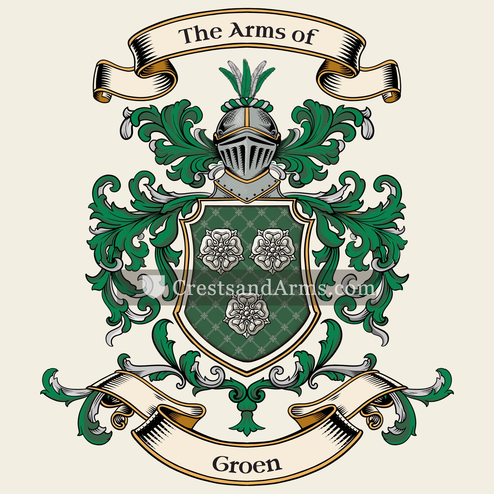 The Groen coat of arms, drawn from the recorded blazon