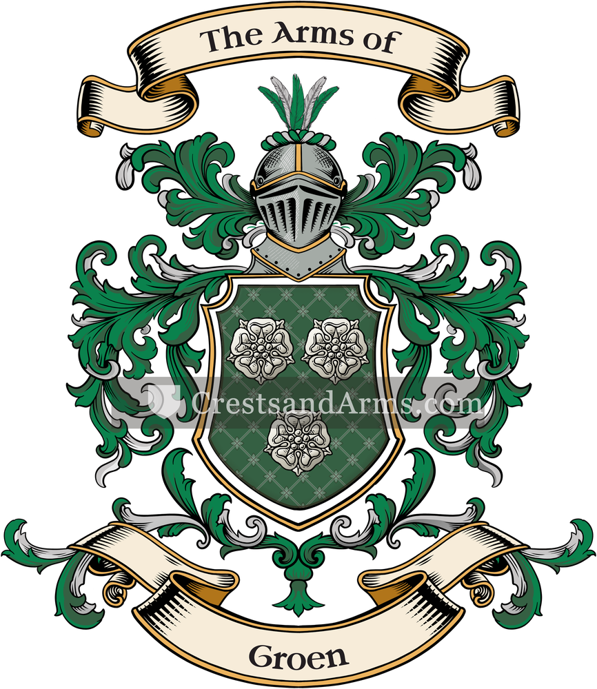 The Groen coat of arms, drawn from the recorded blazon