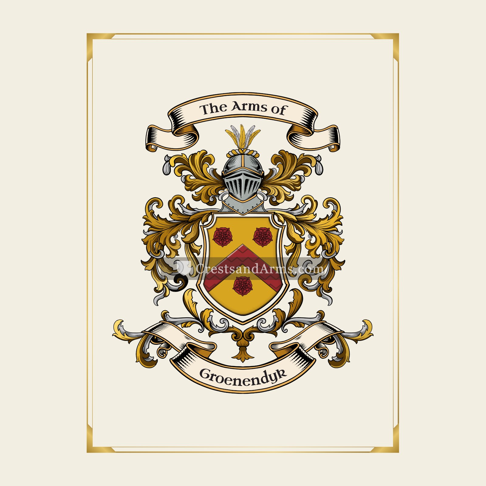 With gold border