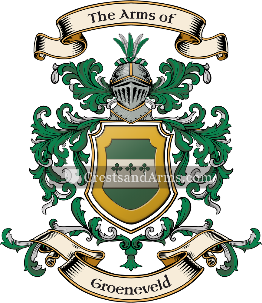 The Groeneveld coat of arms, drawn from the recorded blazon