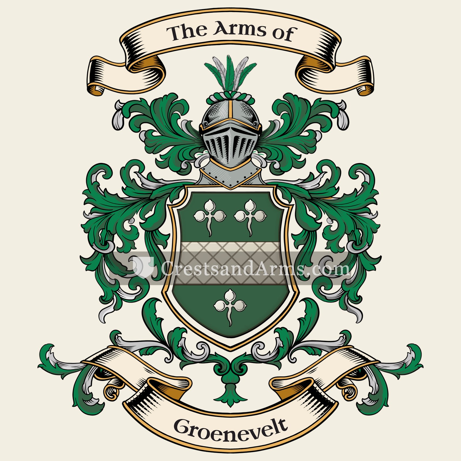 The Groenevelt coat of arms, drawn from the recorded blazon