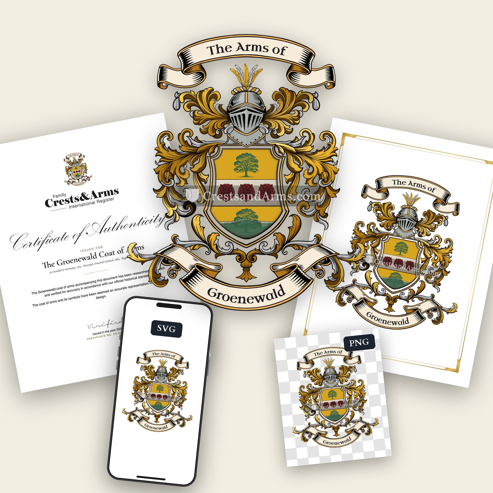 The Groenewald arms on the coat of arms — digital pack