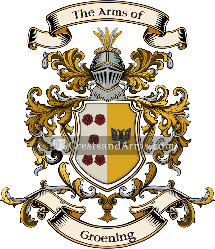 The Groening coat of arms, drawn from the recorded blazon