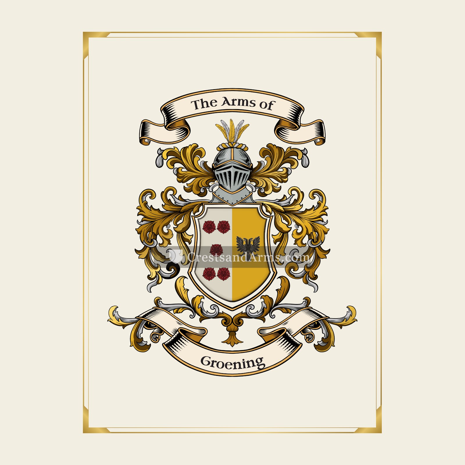 With gold border