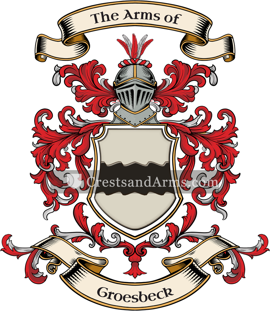 The Groesbeck coat of arms, drawn from the recorded blazon