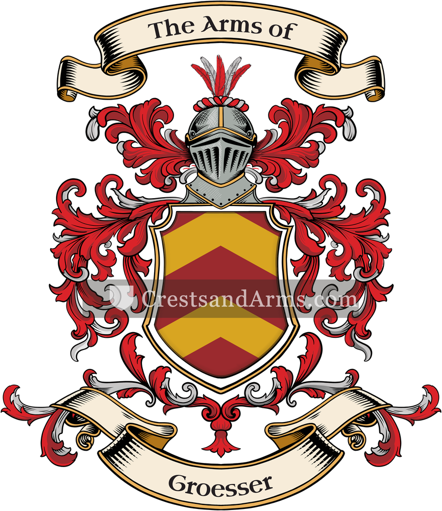 The Groesser coat of arms, drawn from the recorded blazon