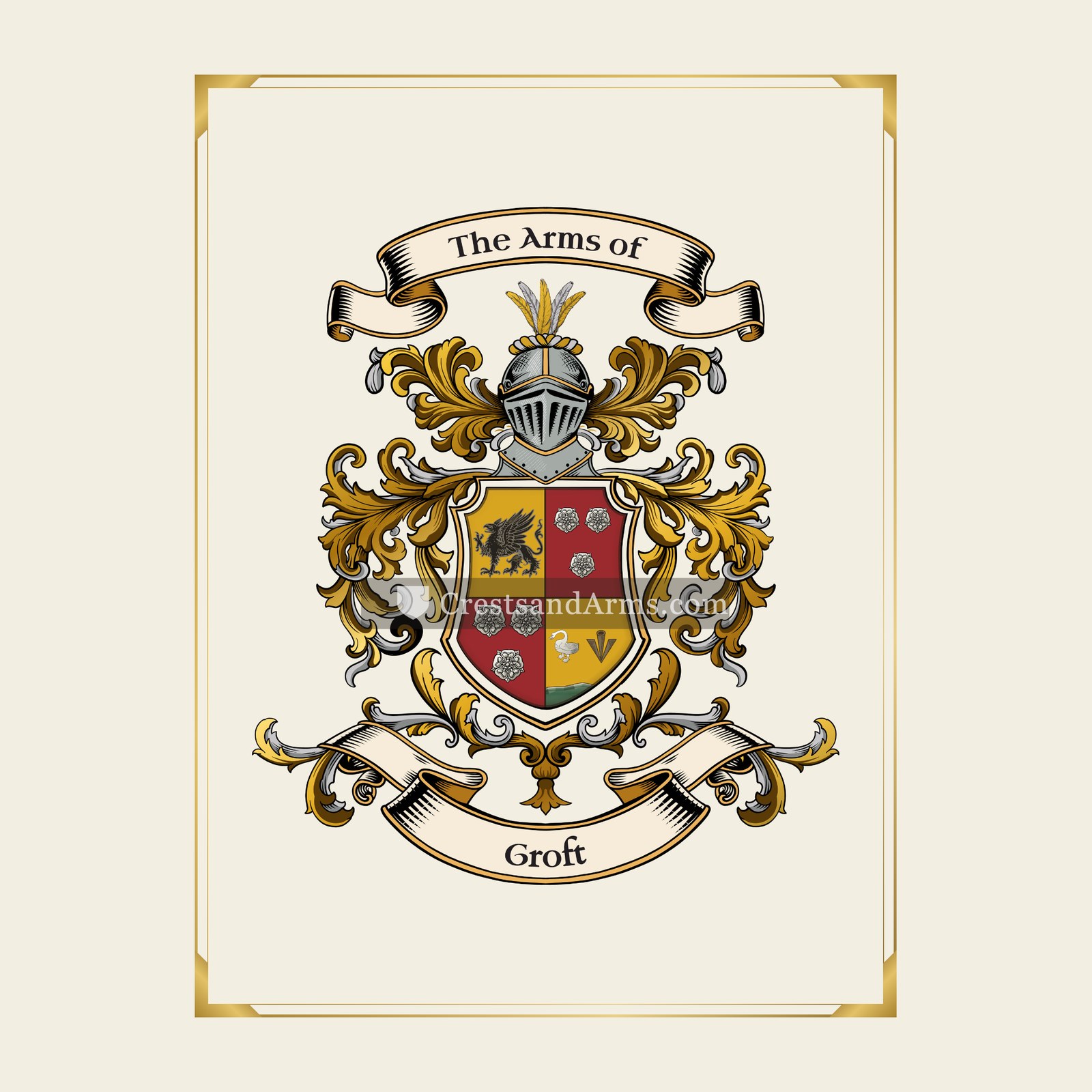 With gold border