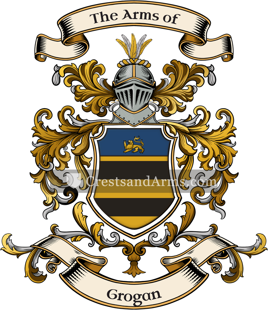 The Grogan coat of arms, drawn from the recorded blazon