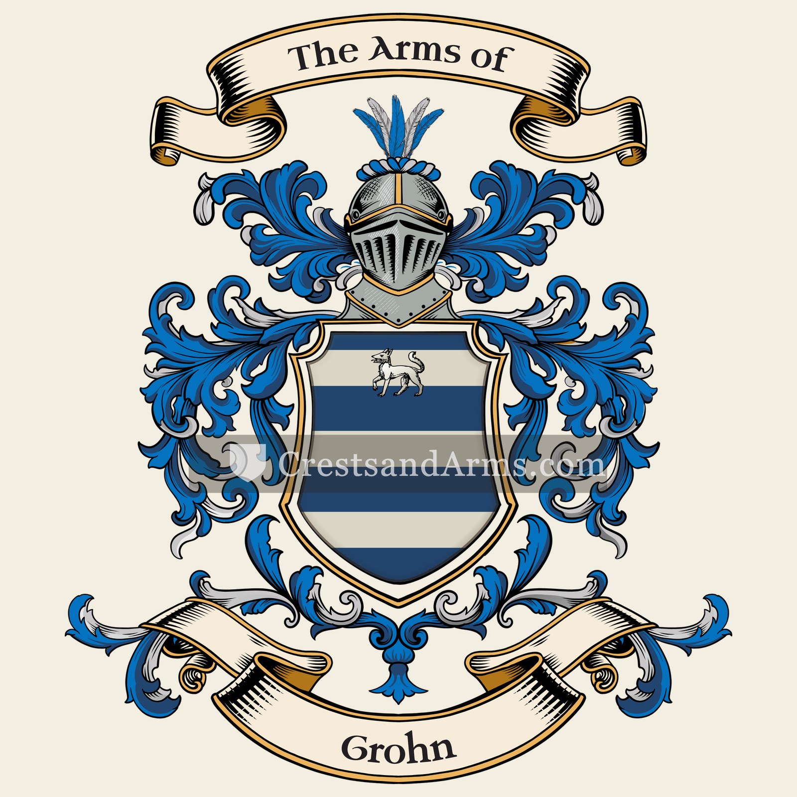 The Grohn coat of arms, drawn from the recorded blazon