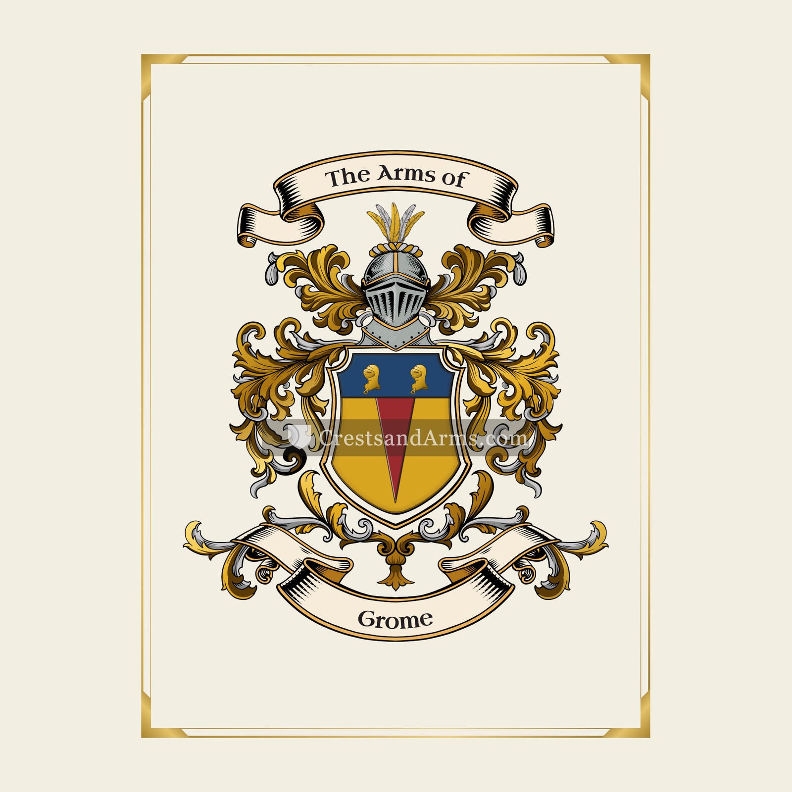 With gold border