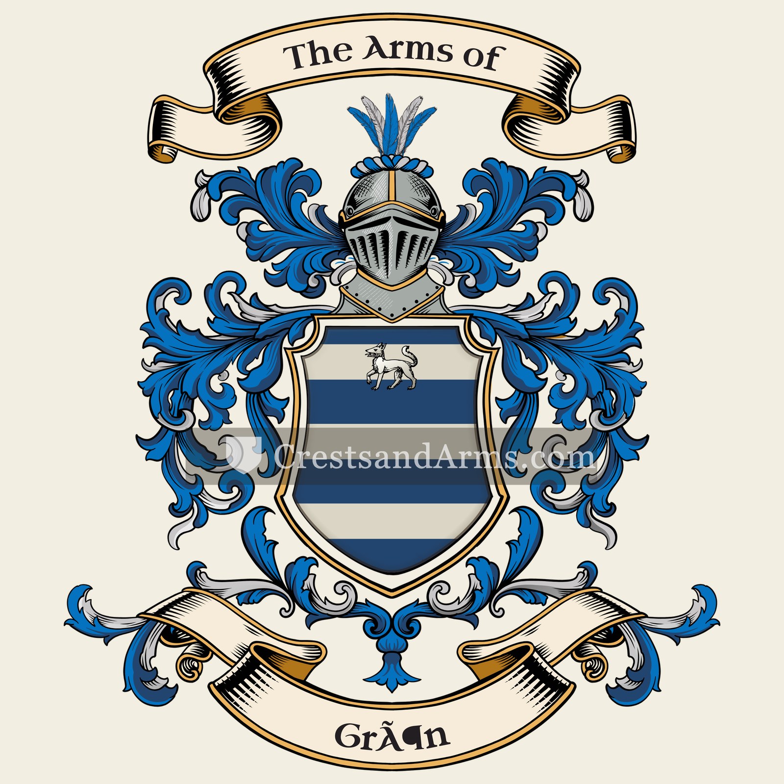 The Grön coat of arms, drawn from the recorded blazon