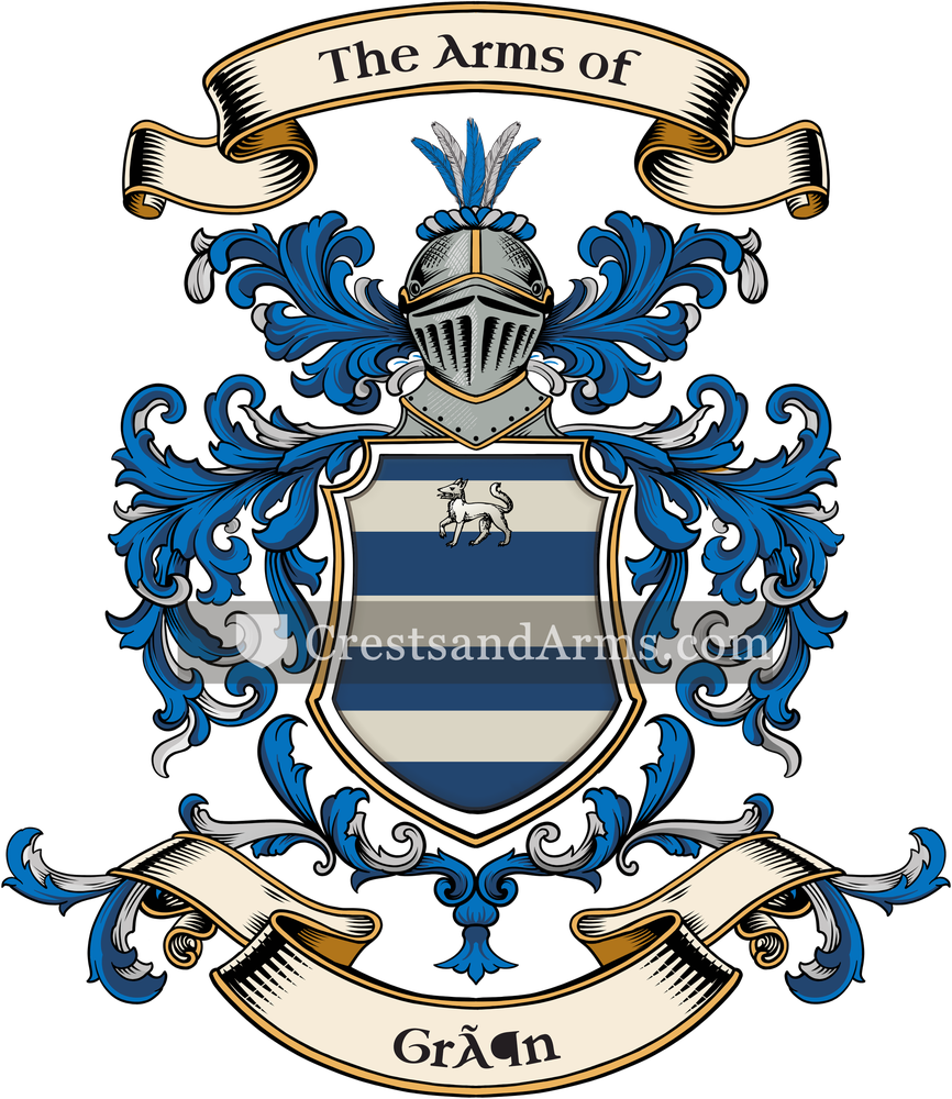 The Grön coat of arms, drawn from the recorded blazon