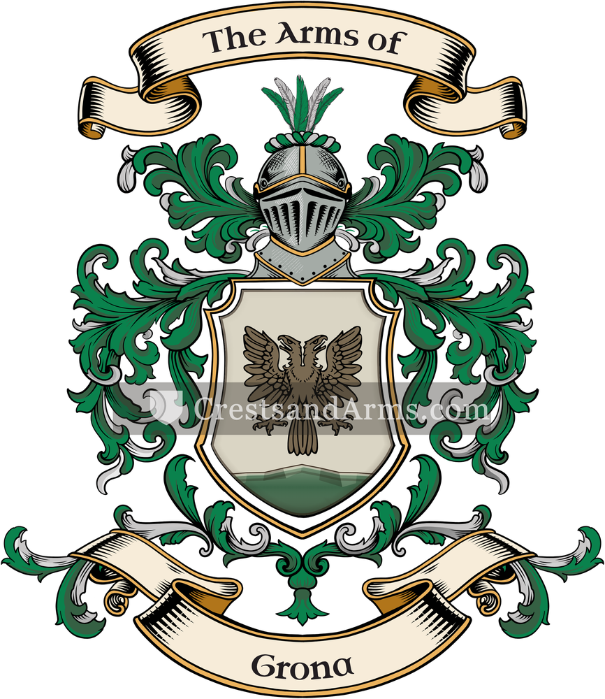 The Grona coat of arms, drawn from the recorded blazon
