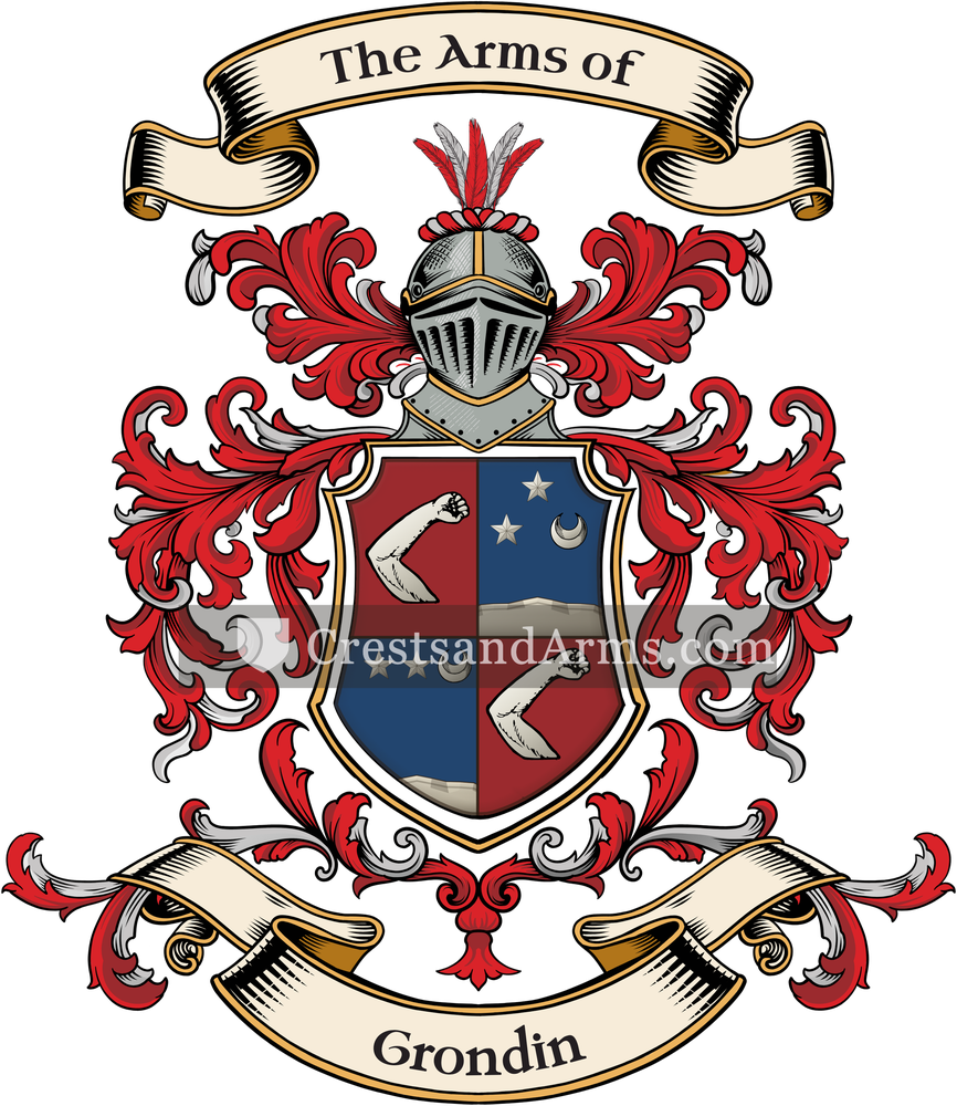 The Grondin coat of arms, drawn from the recorded blazon