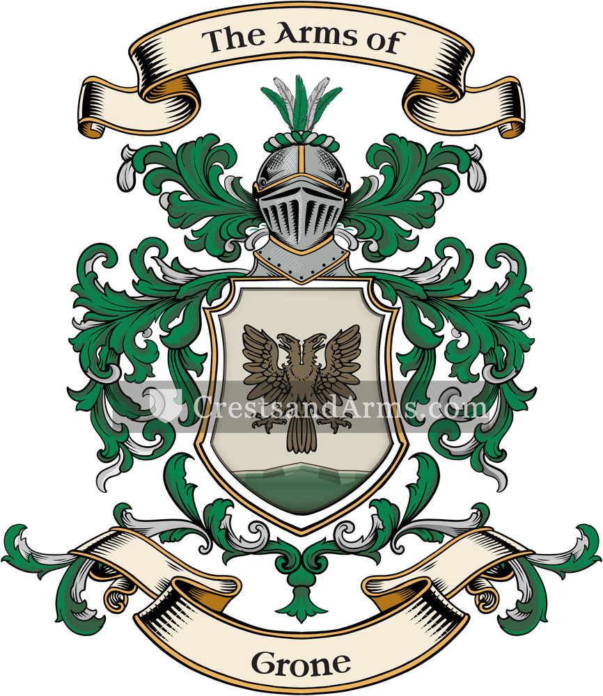The Grone coat of arms, drawn from the recorded blazon