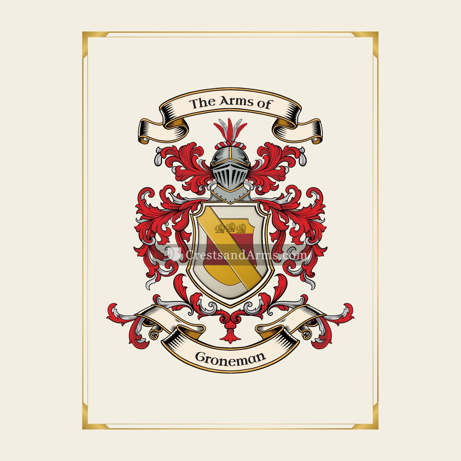With gold border