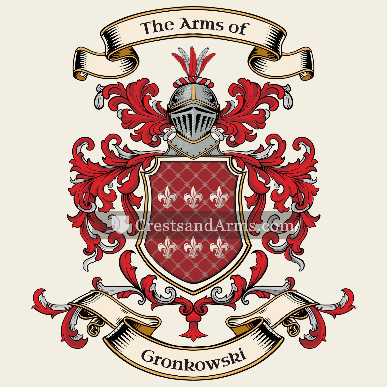 The Gronkowski coat of arms, drawn from the recorded blazon