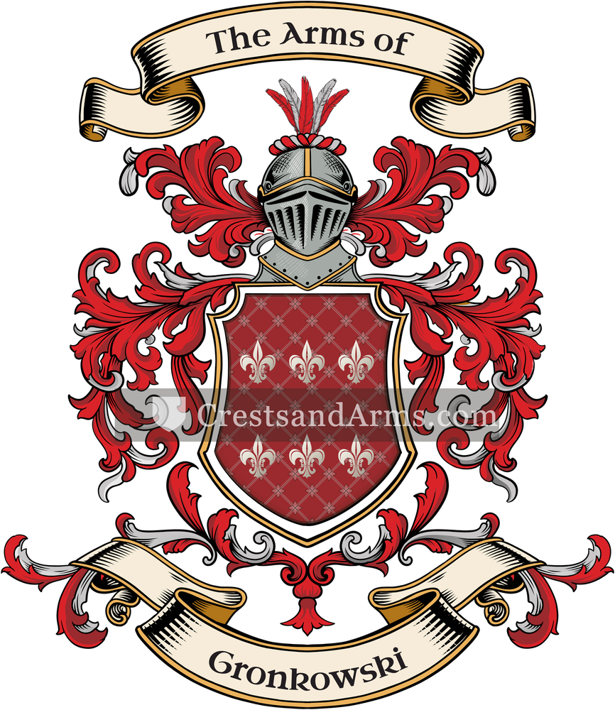 The Gronkowski coat of arms, drawn from the recorded blazon