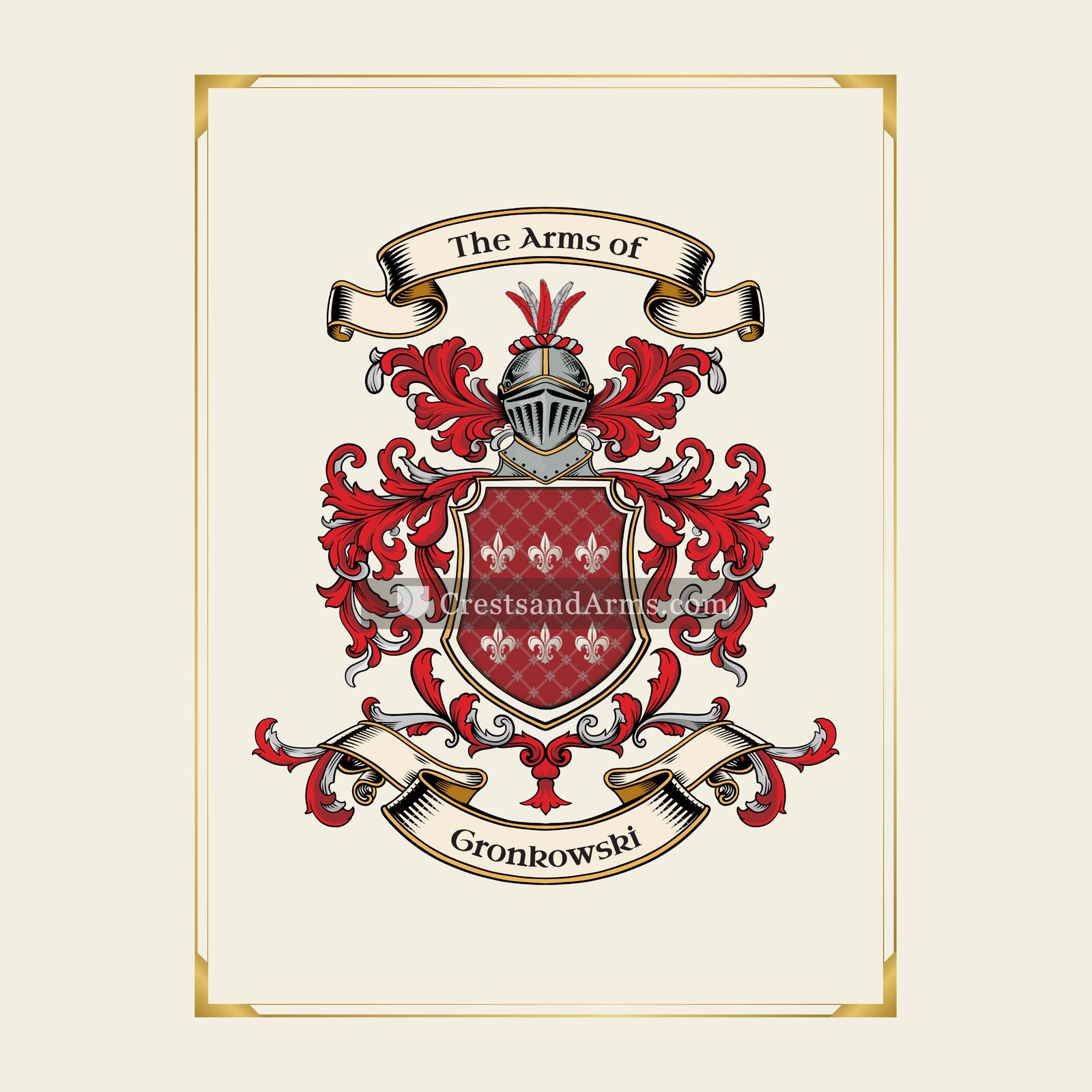 With gold border
