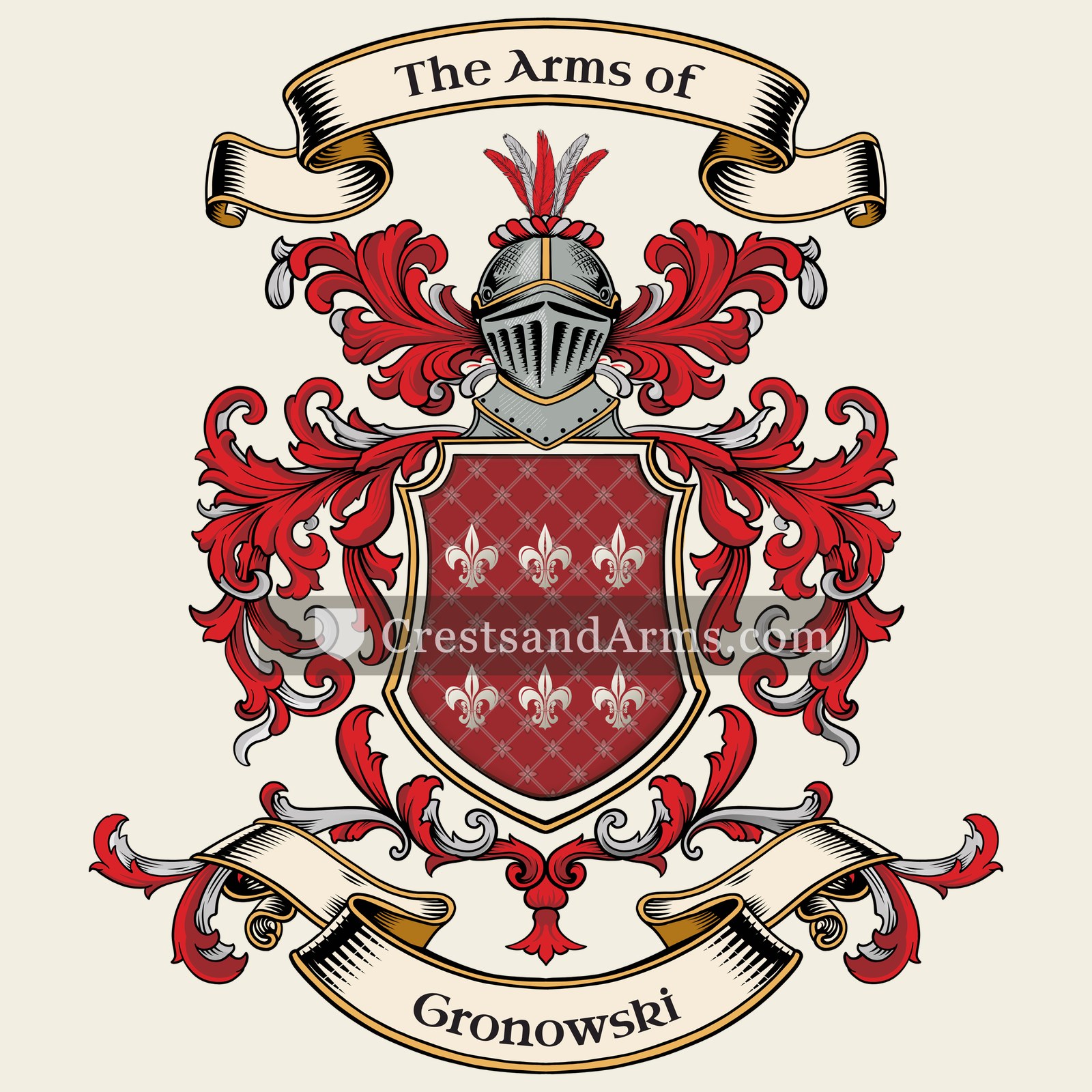 The Gronowski coat of arms, drawn from the recorded blazon