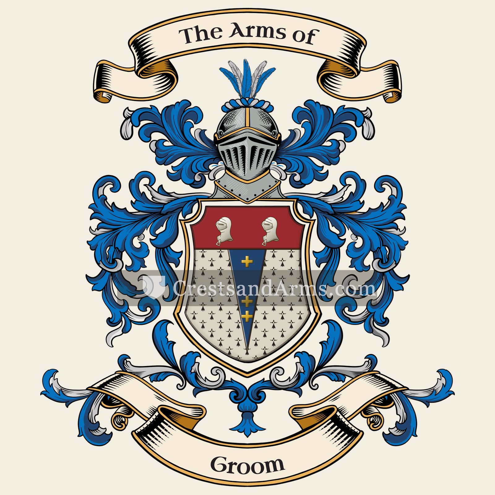 The Groom coat of arms, drawn from the recorded blazon