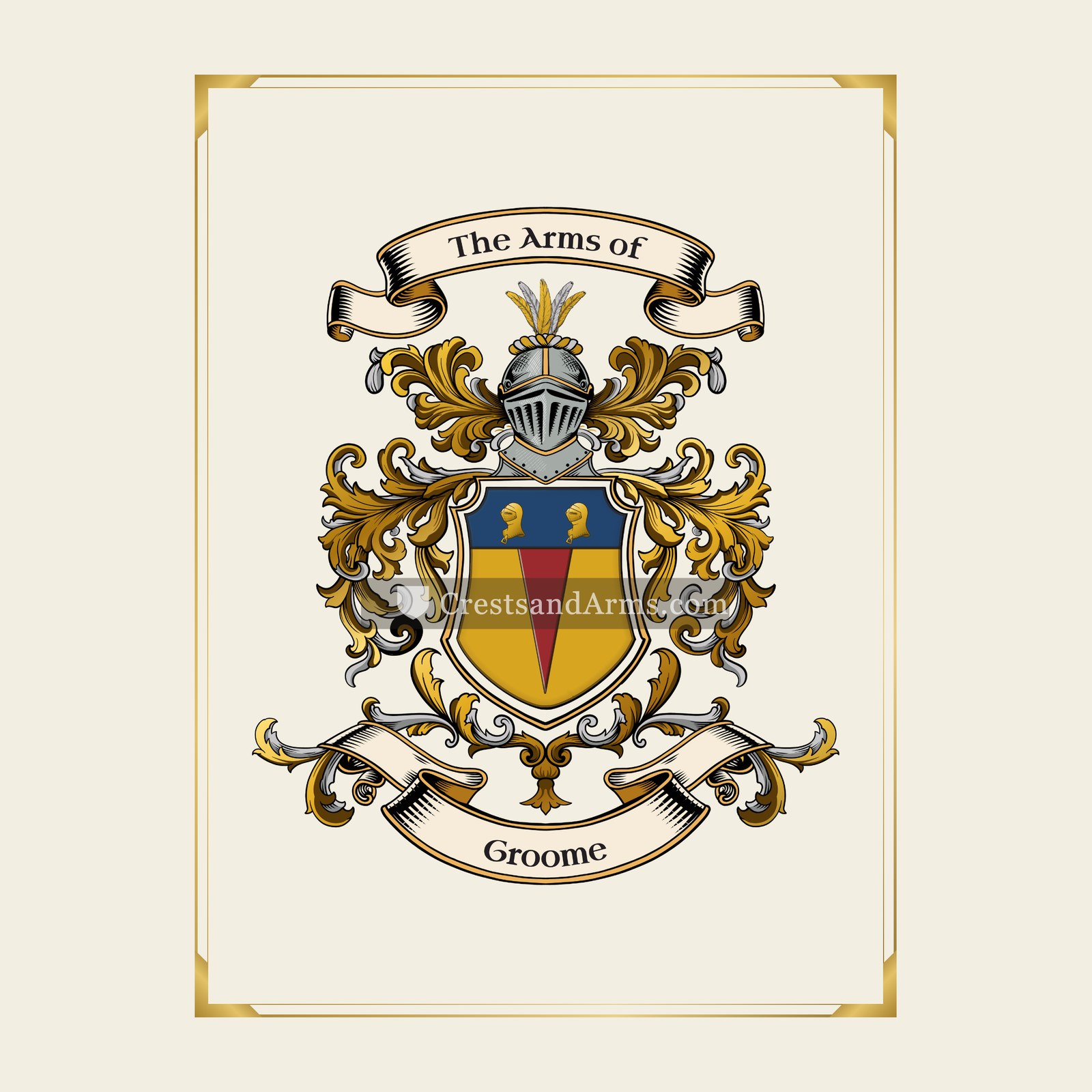 With gold border