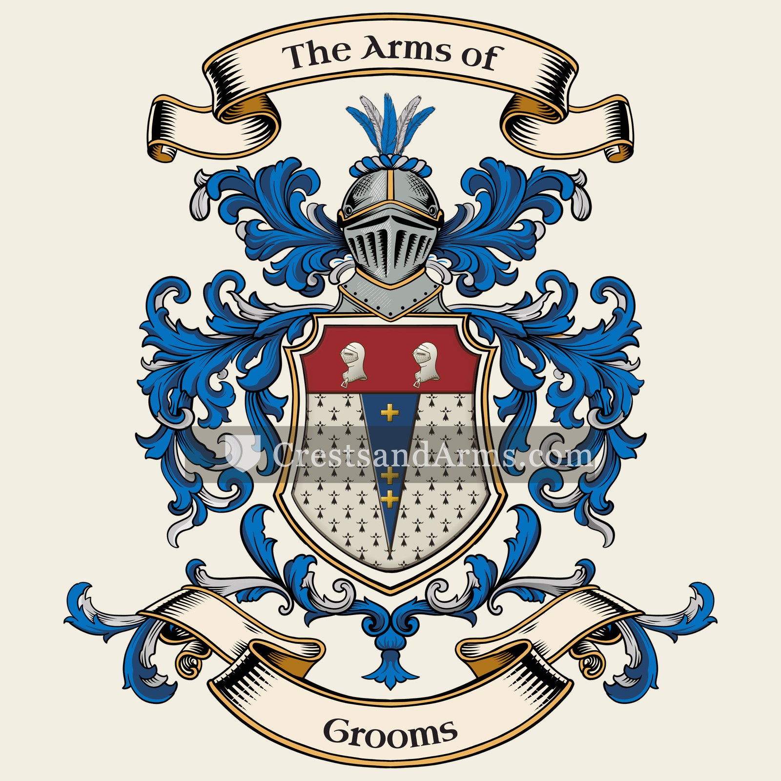 The Grooms coat of arms, drawn from the recorded blazon