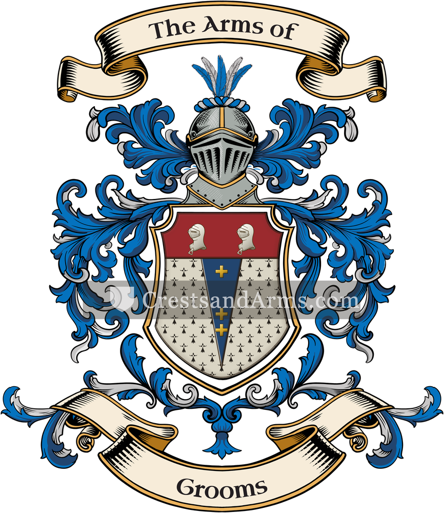 The Grooms coat of arms, drawn from the recorded blazon