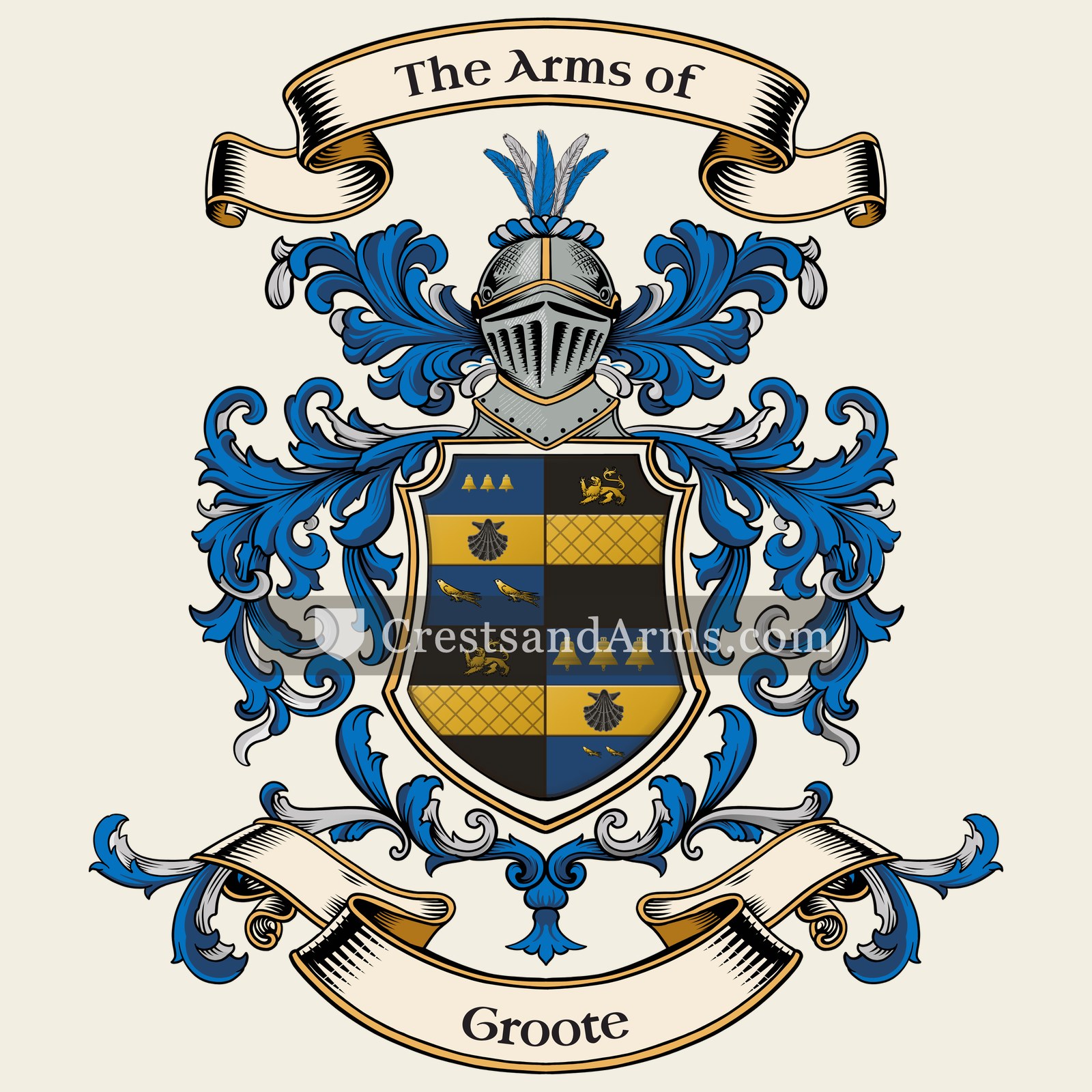 The Groote coat of arms, drawn from the recorded blazon